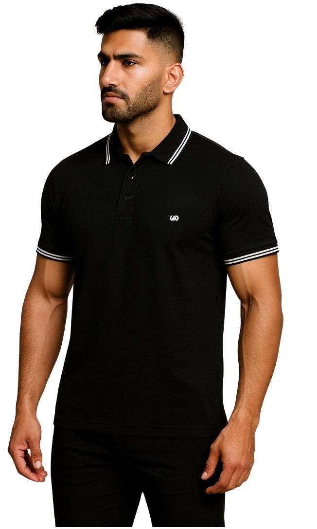 Essential Tech Polo – Arctic White & Black