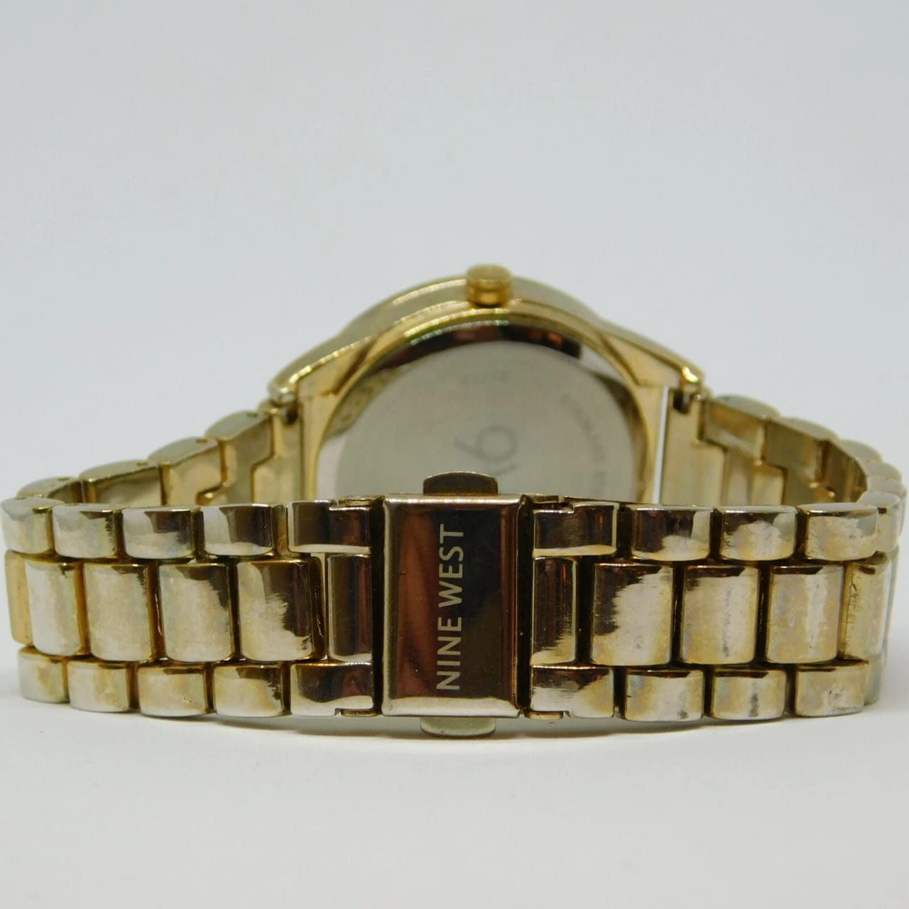 NINE WEST NW1662 Gold Tone Quartz Analog Women's Watch Sz. 6 1/2" New Battery
