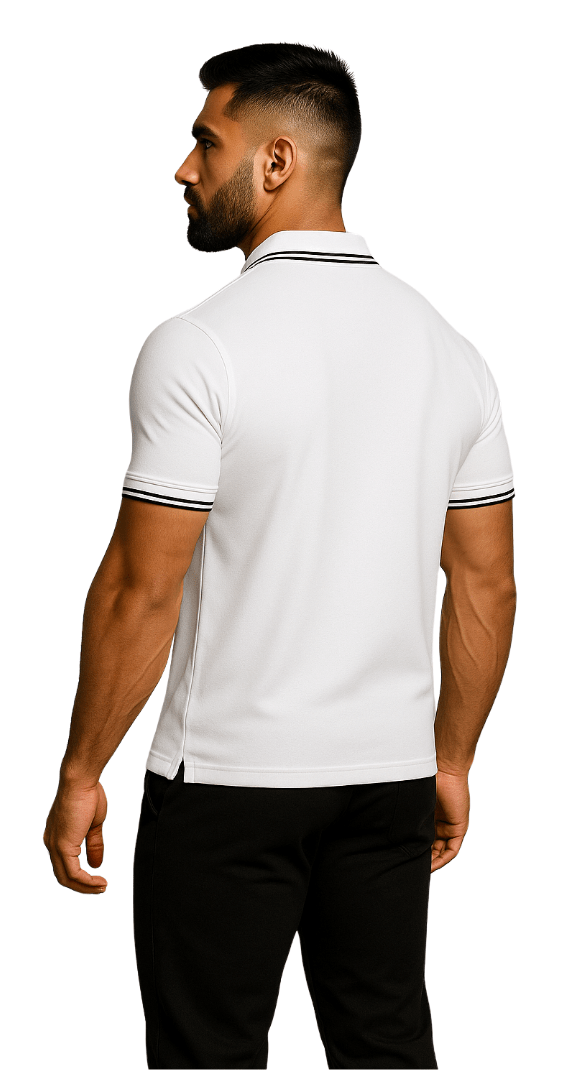 Essential Tech Polo – Arctic White & Black