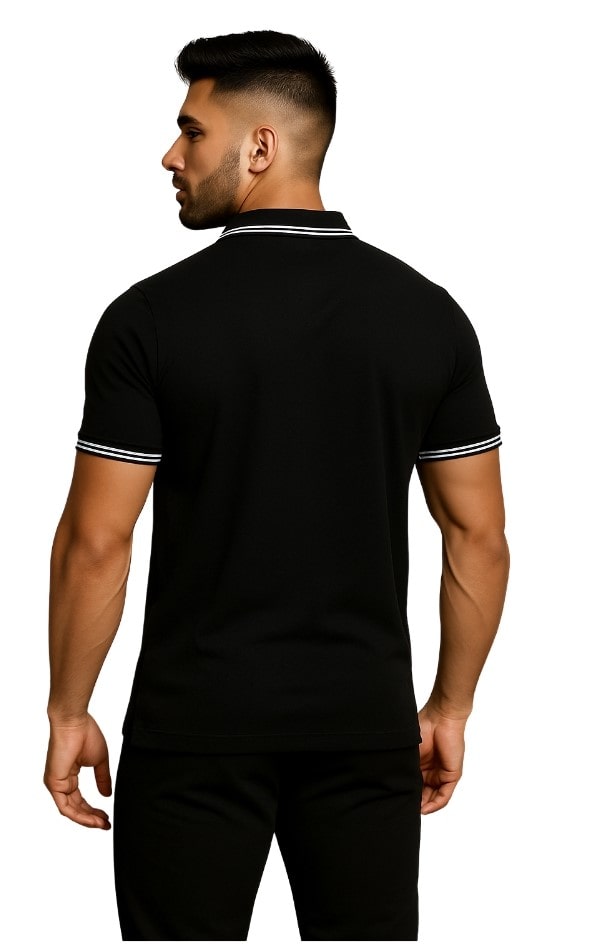 Essential Tech Polo – Arctic White & Black