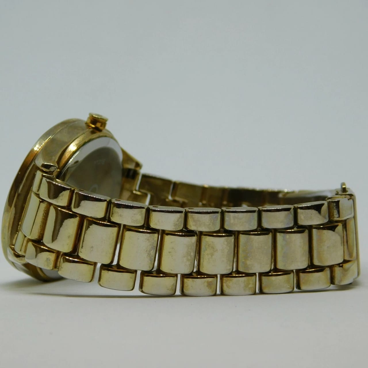NINE WEST NW1662 Gold Tone Quartz Analog Women's Watch Sz. 6 1/2" New Battery