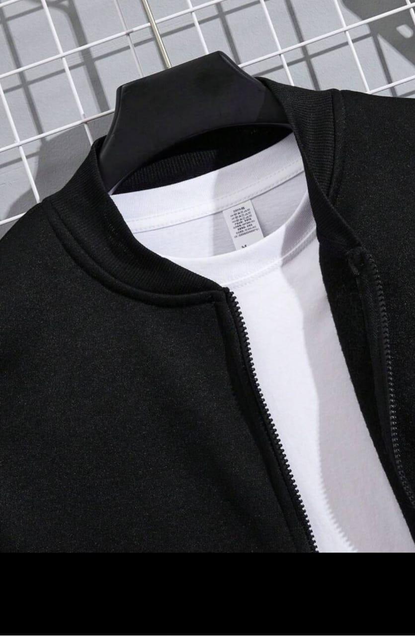 2 Pcs Mens Fleece Plain Zipper Track Suit