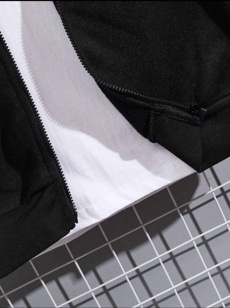 2 Pcs Mens Fleece Plain Zipper Track Suit