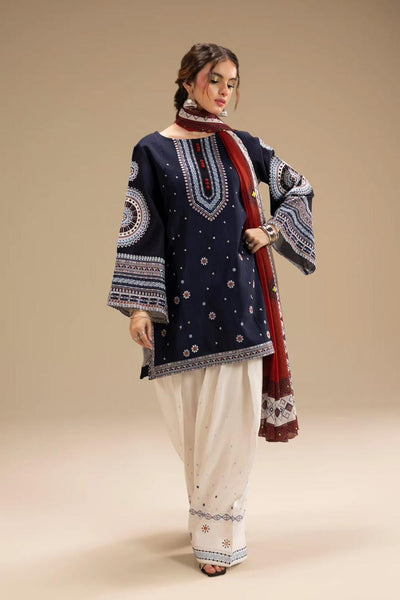 3 Pcs Women Unstitched Embroidery Suit
